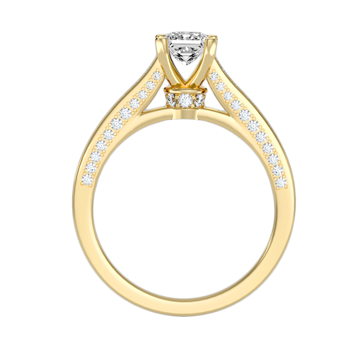 Rose Gold Princess Cut Diamond Engagement Ring With Pav Band - Ten
