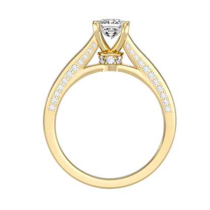 Rose Gold Princess Cut Diamond Engagement Ring With Pav Band - Ten
