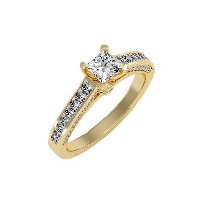 Rose Gold Princess Cut Diamond Engagement Ring With Pav Band - Eleven