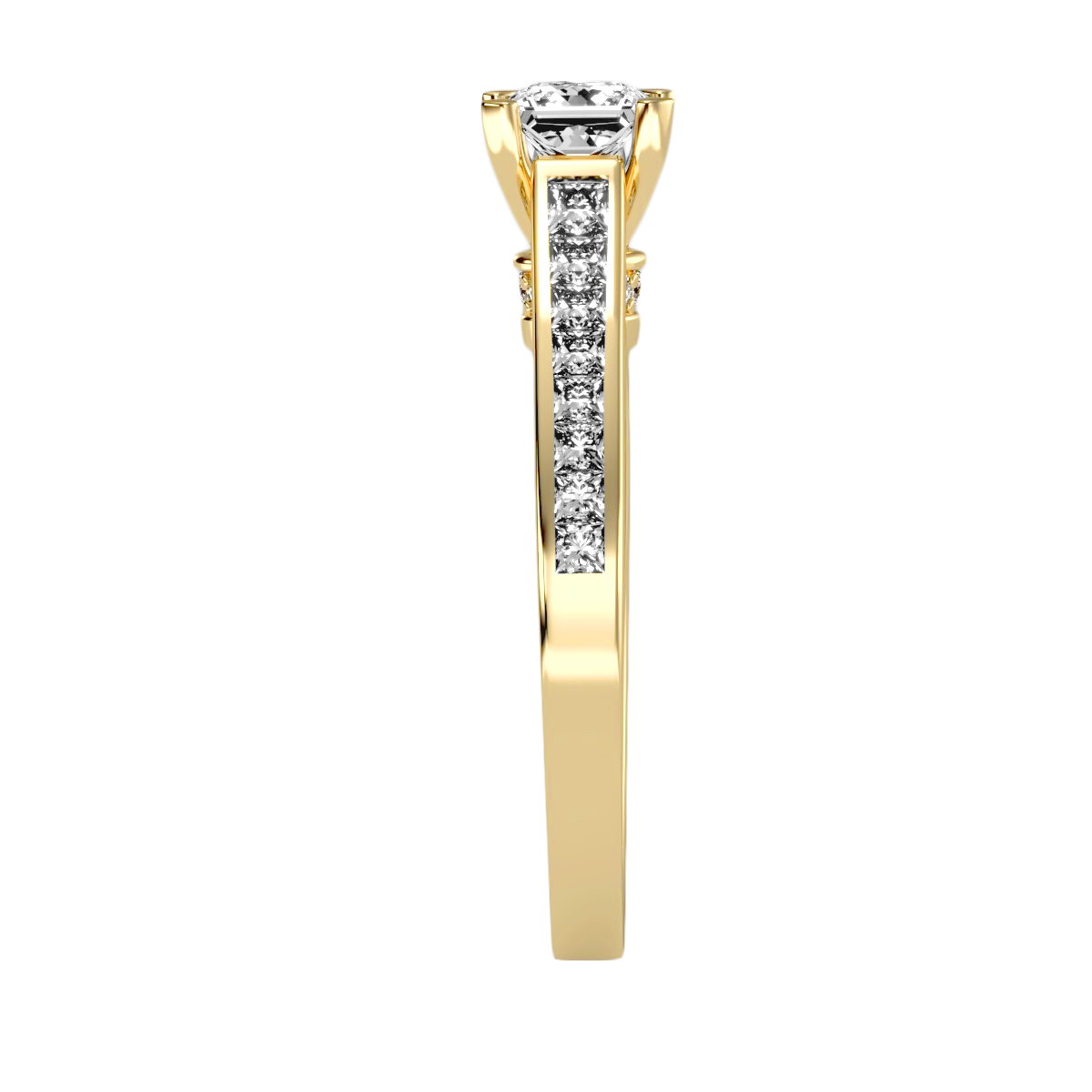 Rose Gold Princess Cut Diamond Engagement Ring With Pav Band - Twelve