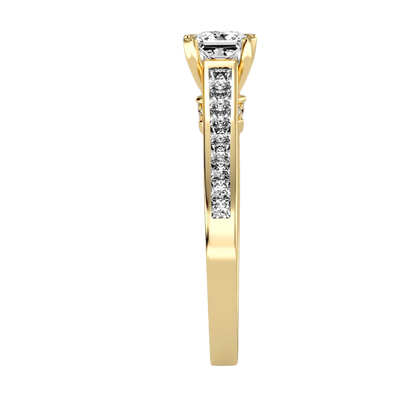 Rose Gold Princess Cut Diamond Engagement Ring With Pav Band - Twelve