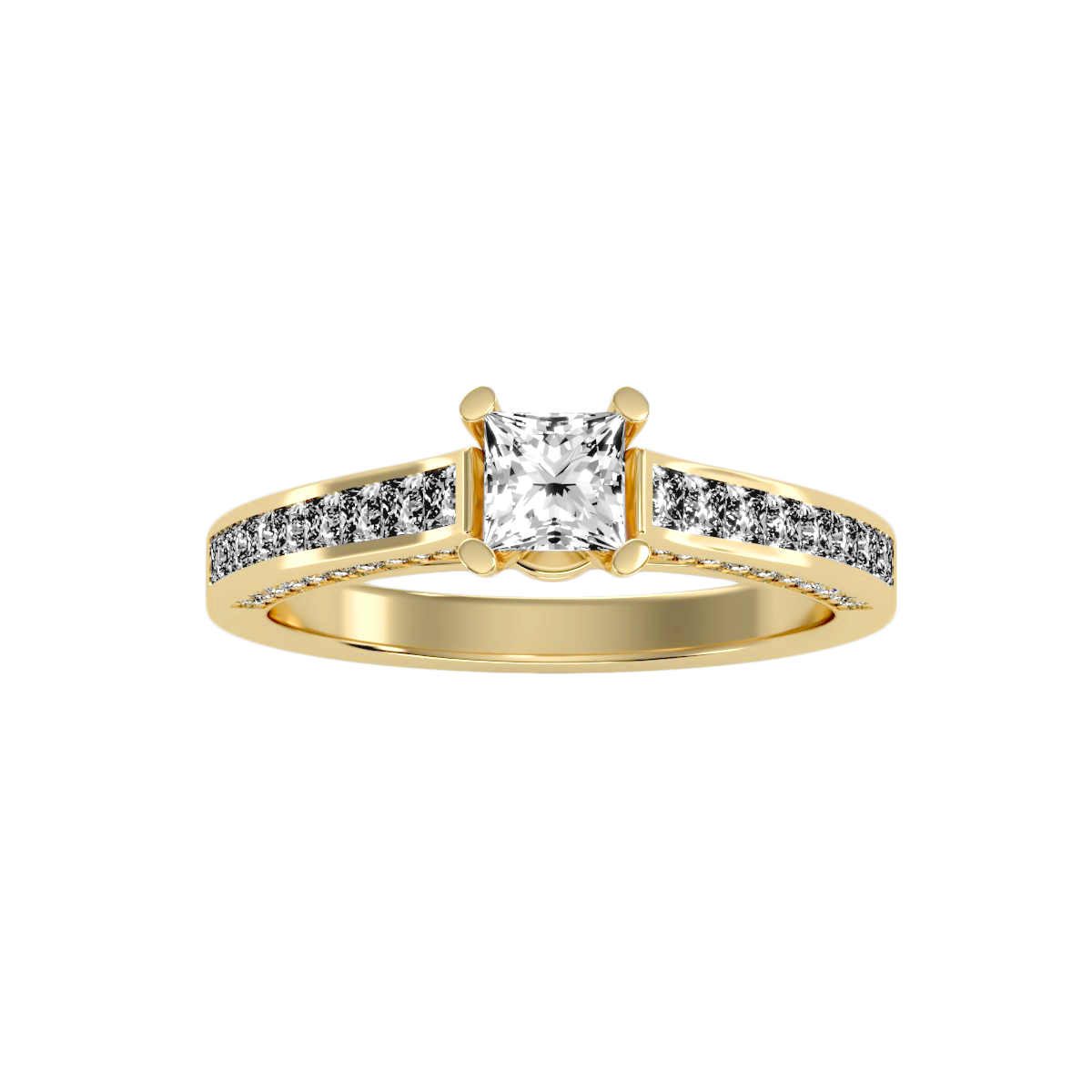 Rose Gold Princess Cut Diamond Engagement Ring With Pav Band - Thirteen