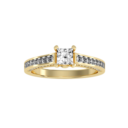Rose Gold Princess Cut Diamond Engagement Ring With Pav Band - Thirteen
