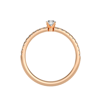 Rose Gold Solitaire Diamond Engagement Ring With Pav Band - One