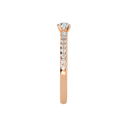 Rose Gold Solitaire Diamond Engagement Ring With Pav Band - Four