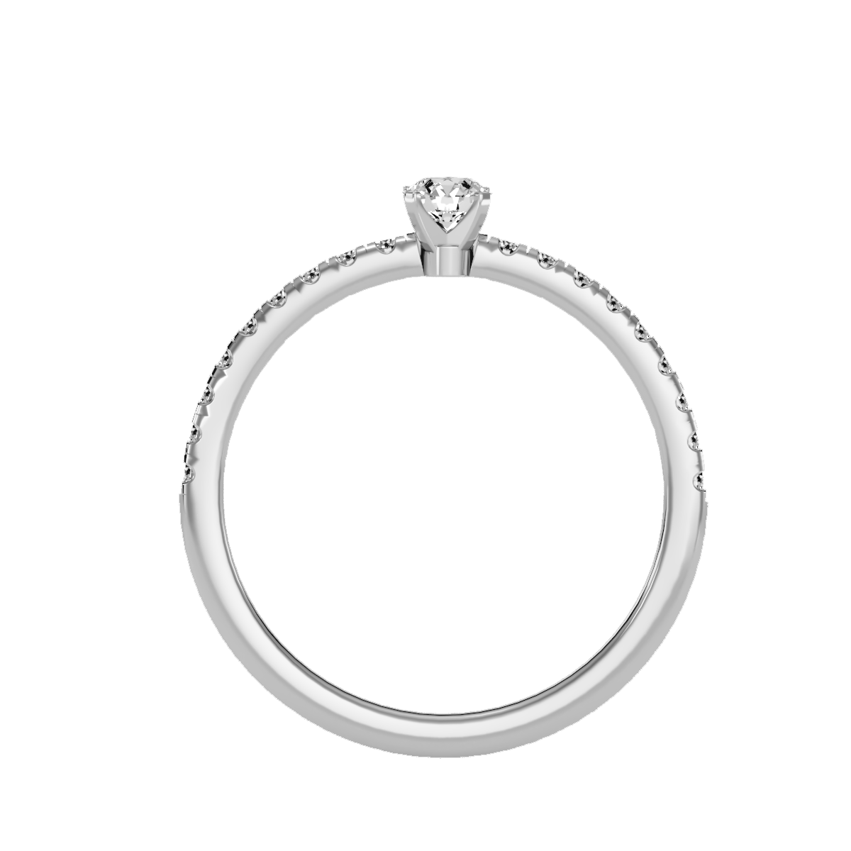 Rose Gold Solitaire Diamond Engagement Ring With Pav Band - Six