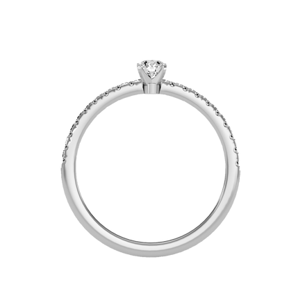 Rose Gold Solitaire Diamond Engagement Ring With Pav Band - Six
