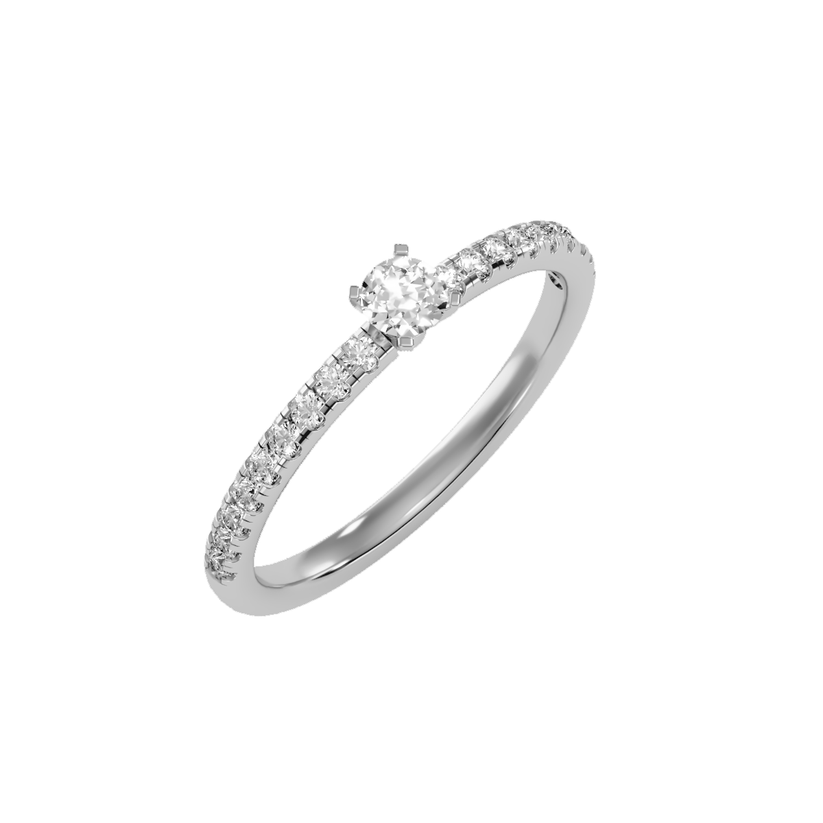 Rose Gold Solitaire Diamond Engagement Ring With Pav Band - Seven