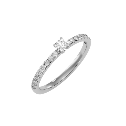 Rose Gold Solitaire Diamond Engagement Ring With Pav Band - Seven
