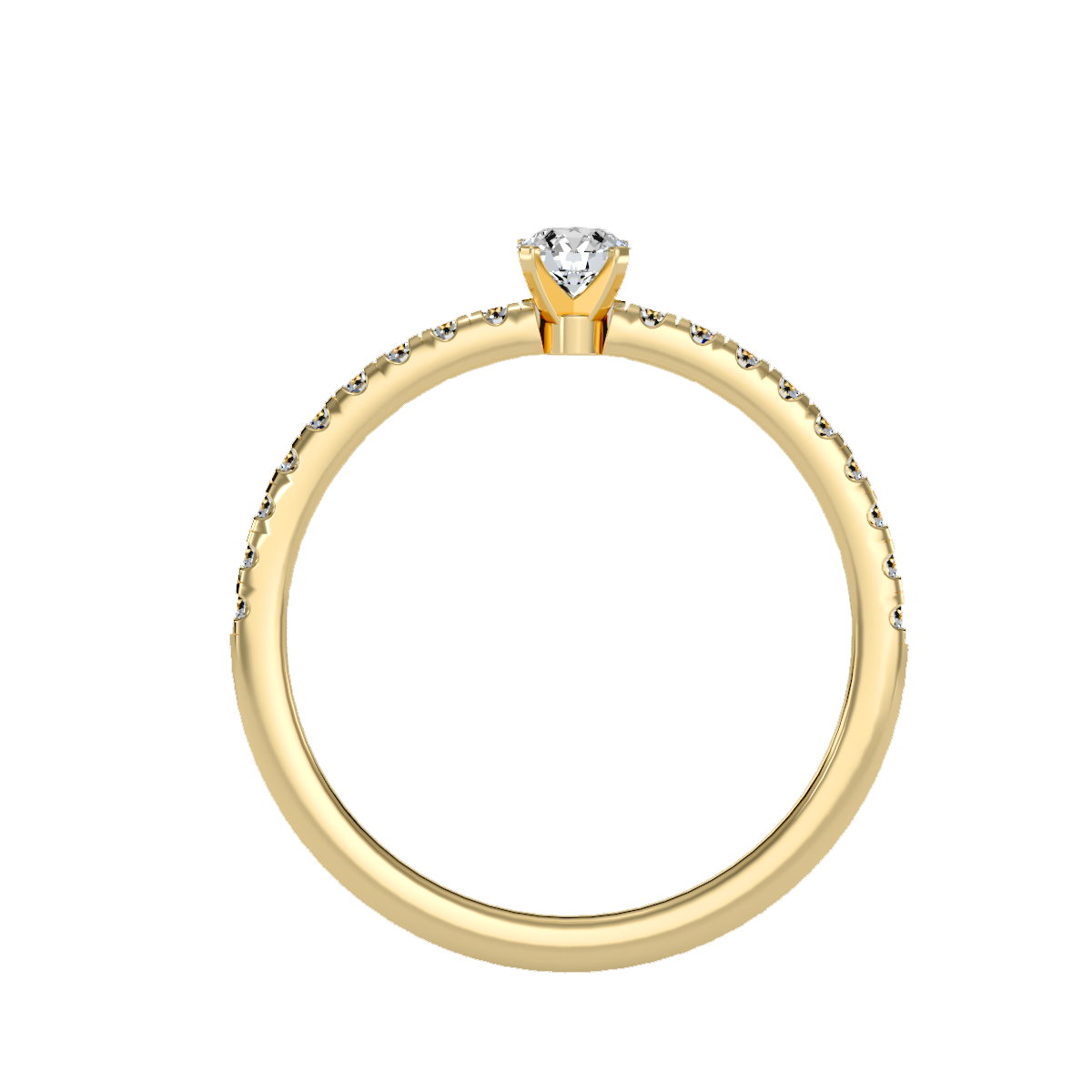 Rose Gold Solitaire Diamond Engagement Ring With Pav Band - Ten