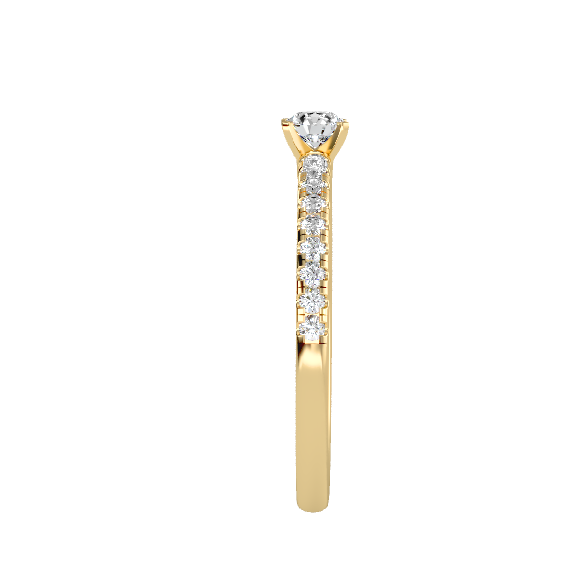 Rose Gold Solitaire Diamond Engagement Ring With Pav Band - Twelve