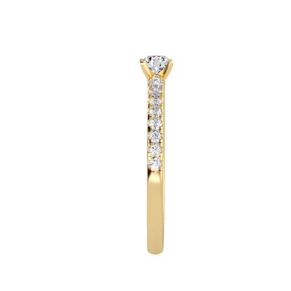 Rose Gold Solitaire Diamond Engagement Ring With Pav Band - Twelve