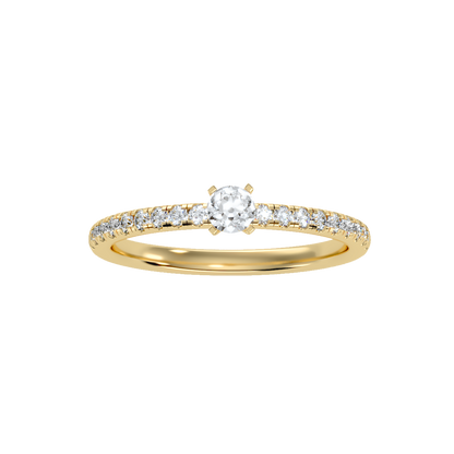 Rose Gold Solitaire Diamond Engagement Ring With Pav Band - Thirteen