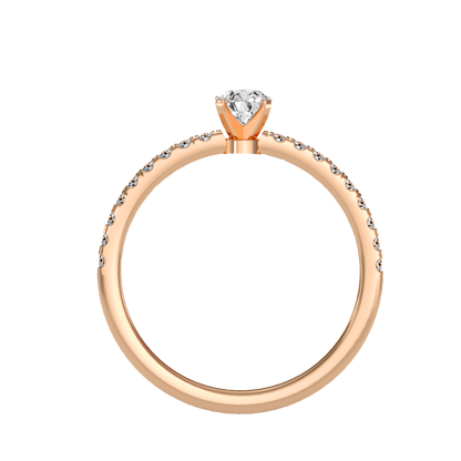 Rose Gold Solitaire Diamond Engagement Ring With Pav Band - Four