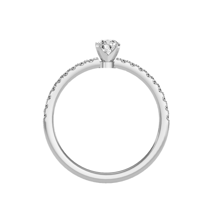 Rose Gold Solitaire Diamond Engagement Ring With Pav Band - Six