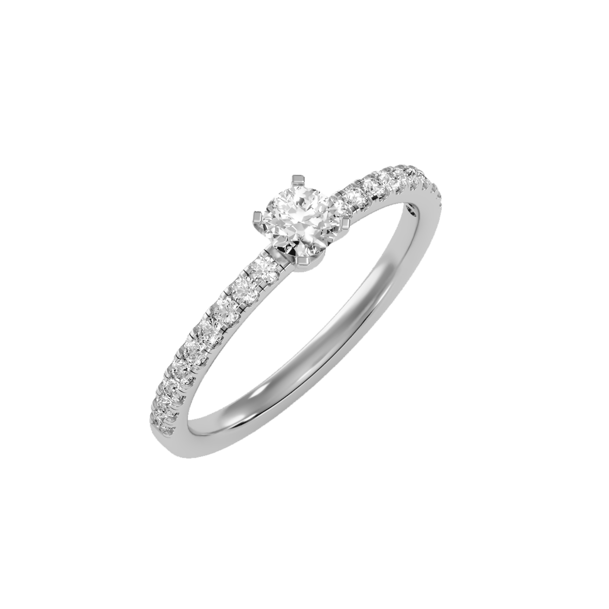 Rose Gold Solitaire Diamond Engagement Ring With Pav Band - Seven