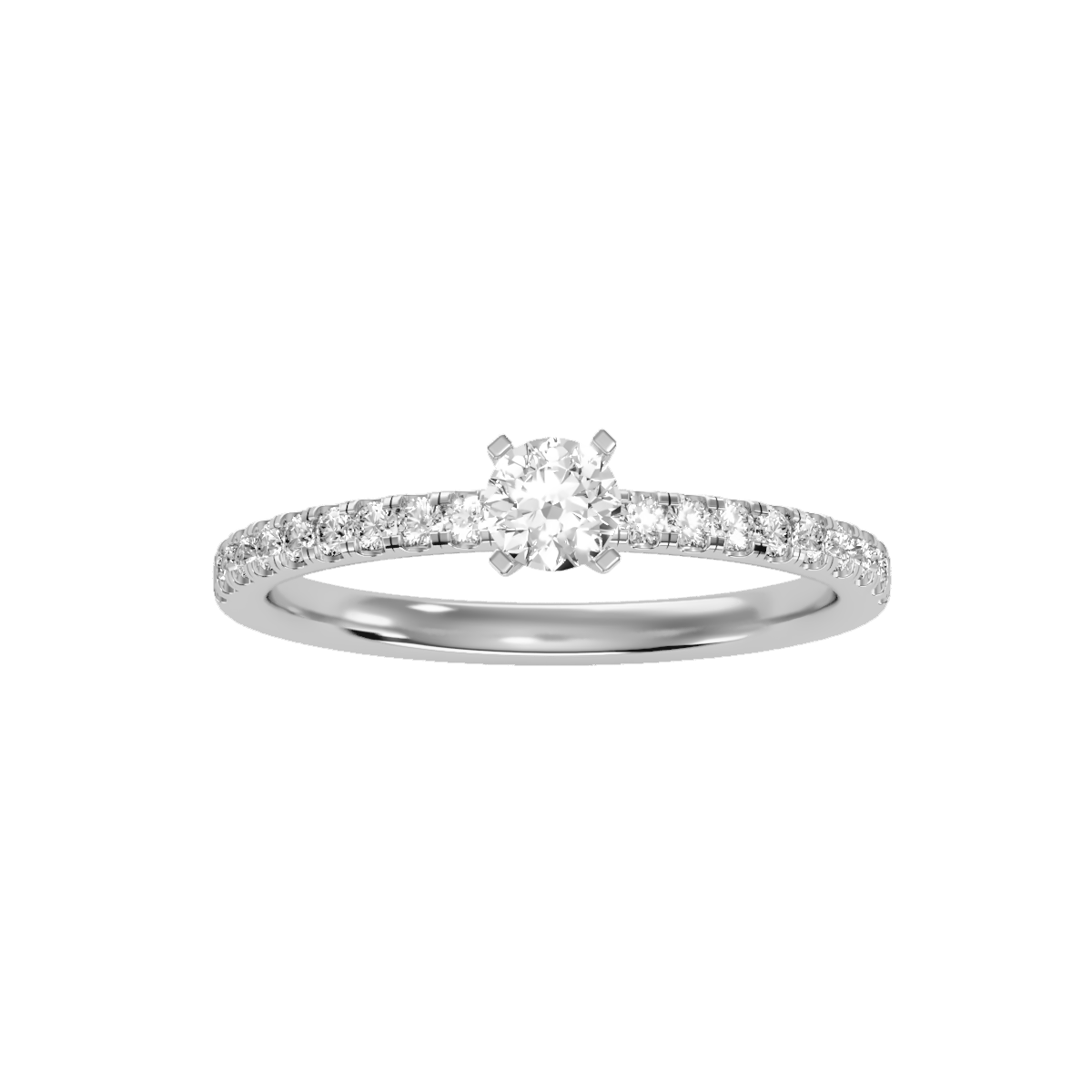 Rose Gold Solitaire Diamond Engagement Ring With Pav Band - Nine