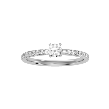 Rose Gold Solitaire Diamond Engagement Ring With Pav Band - Nine