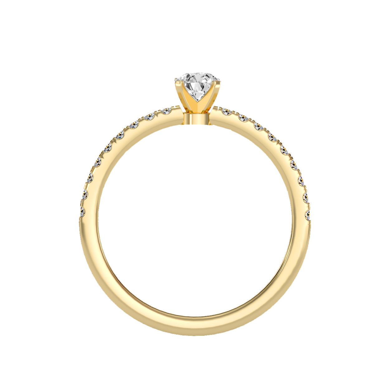 Rose Gold Solitaire Diamond Engagement Ring With Pav Band - Ten