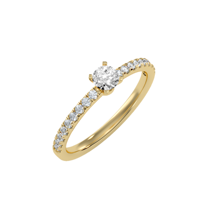 Rose Gold Solitaire Diamond Engagement Ring With Pav Band - Eleven