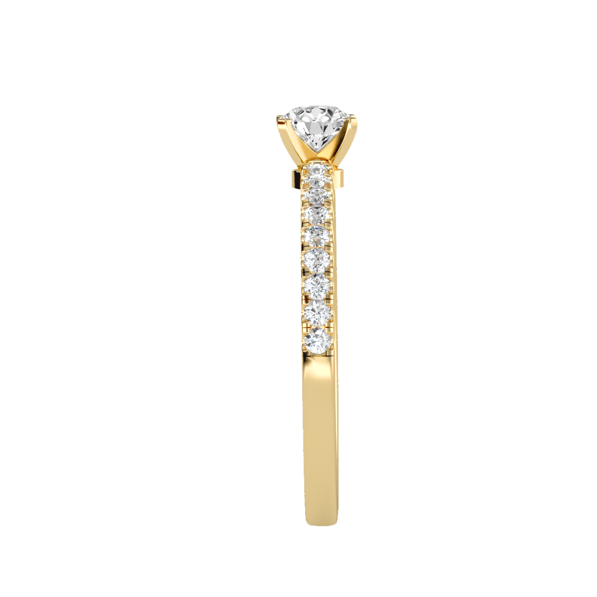 Rose Gold Solitaire Diamond Engagement Ring With Pav Band - Twelve