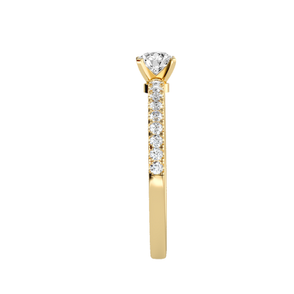 Rose Gold Solitaire Diamond Engagement Ring With Pav Band - Twelve
