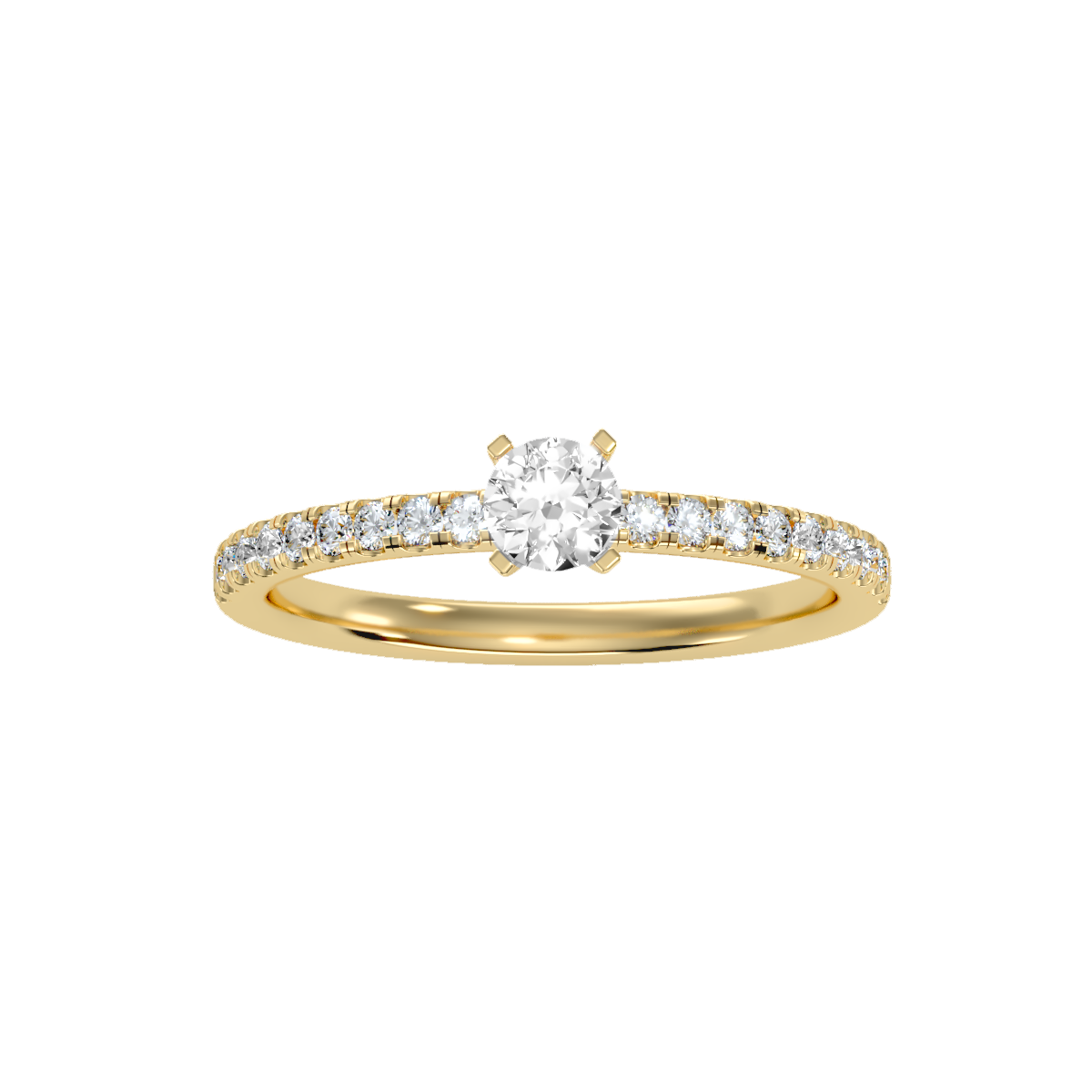 Rose Gold Solitaire Diamond Engagement Ring With Pav Band - Thirteen