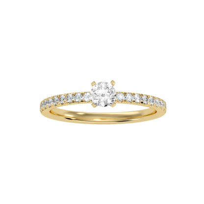 Rose Gold Solitaire Diamond Engagement Ring With Pav Band - Thirteen