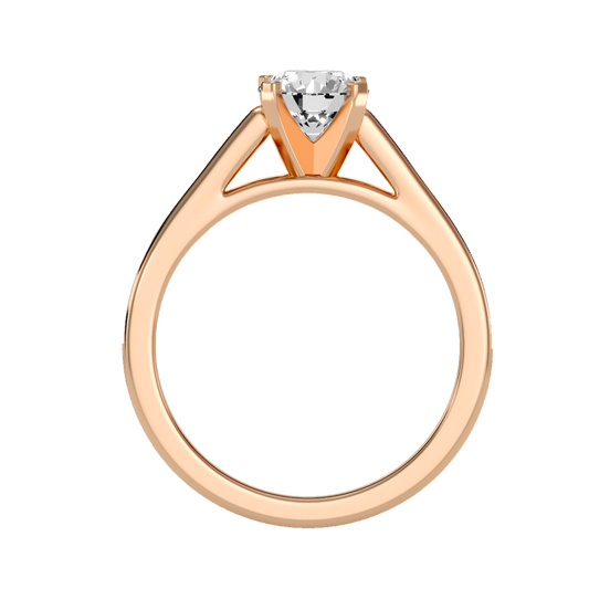 Rose Gold Solitaire Diamond Engagement Ring with Cathedral Setting