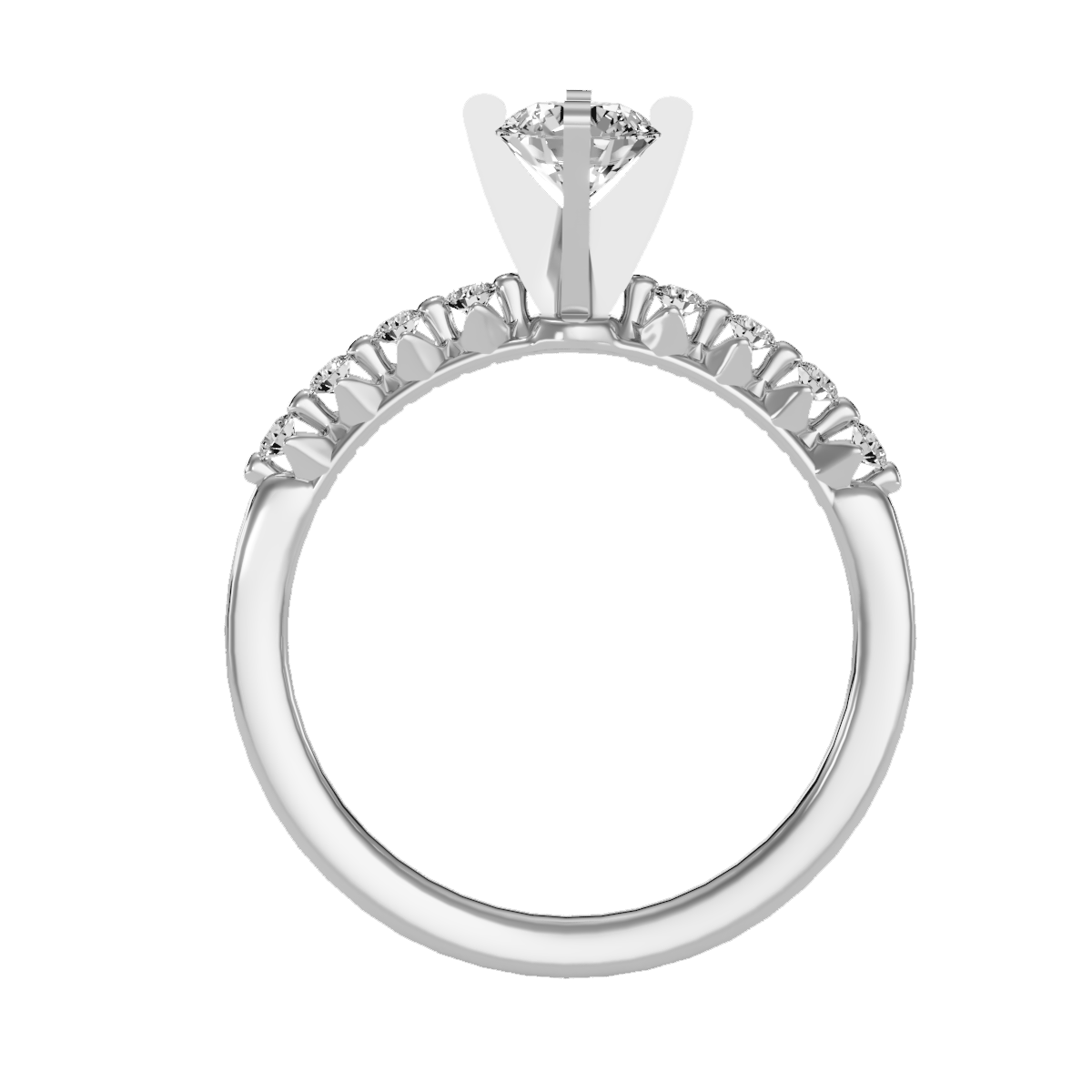 Rose Gold Diamond Solitaire Engagement Ring With Pave Band - Six