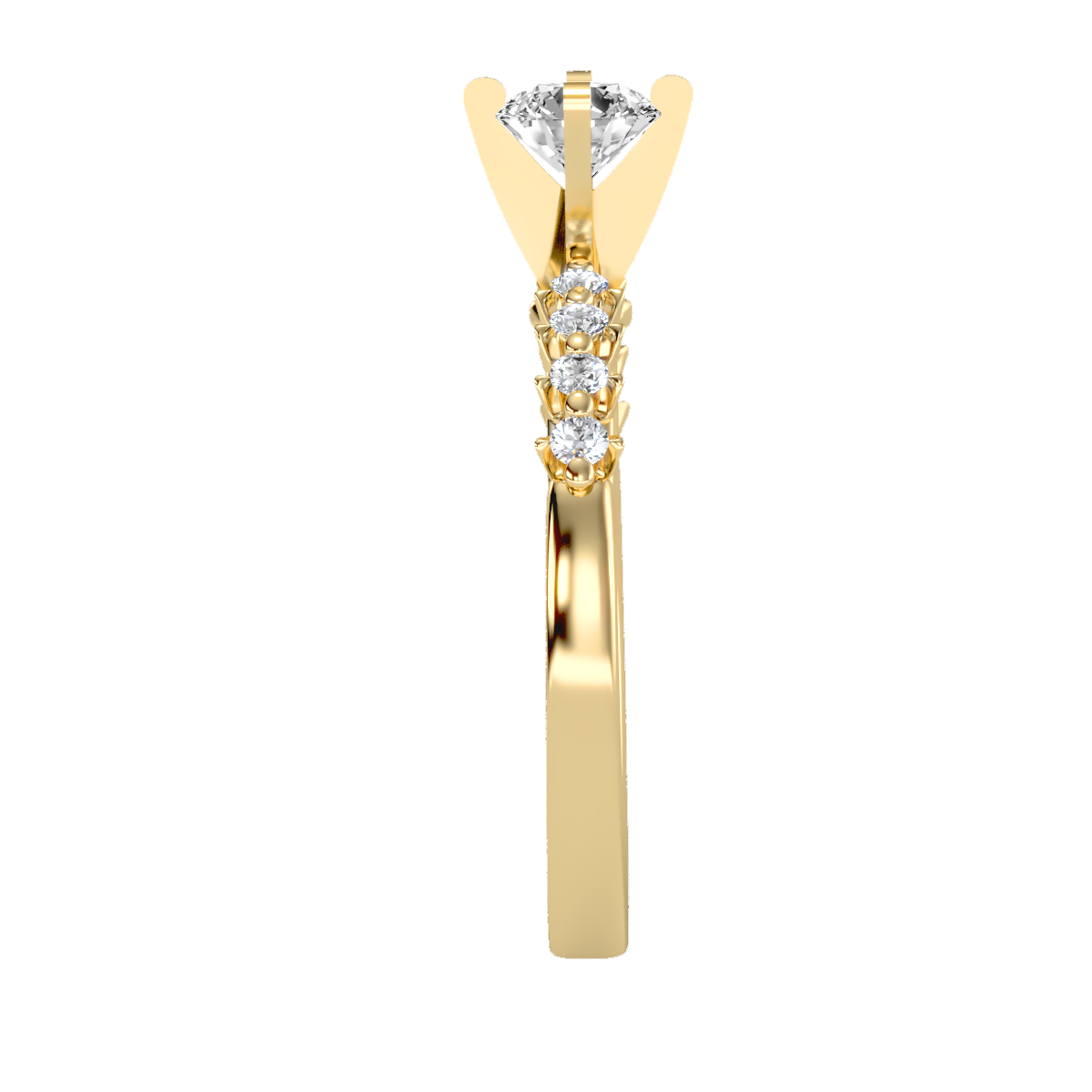 Rose Gold Diamond Solitaire Engagement Ring With Pave Band - Twelve