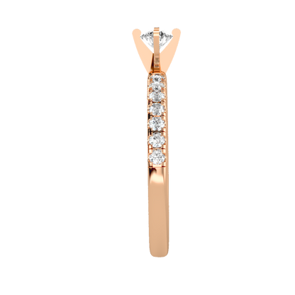 Rose Gold Diamond Solitaire Engagement Ring With Pave Band - Four