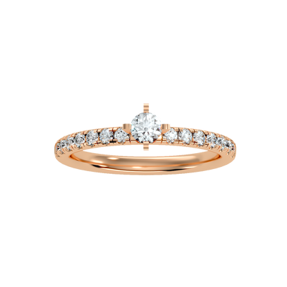 Rose Gold Diamond Solitaire Engagement Ring With Pave Band - Five