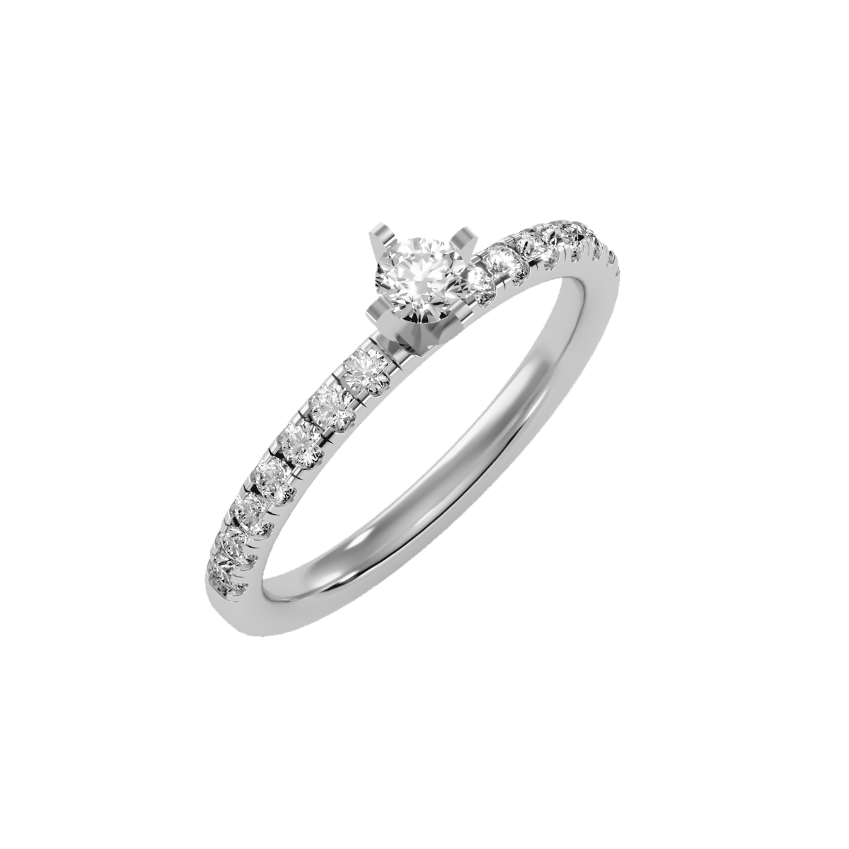 Rose Gold Diamond Solitaire Engagement Ring With Pave Band - Seven