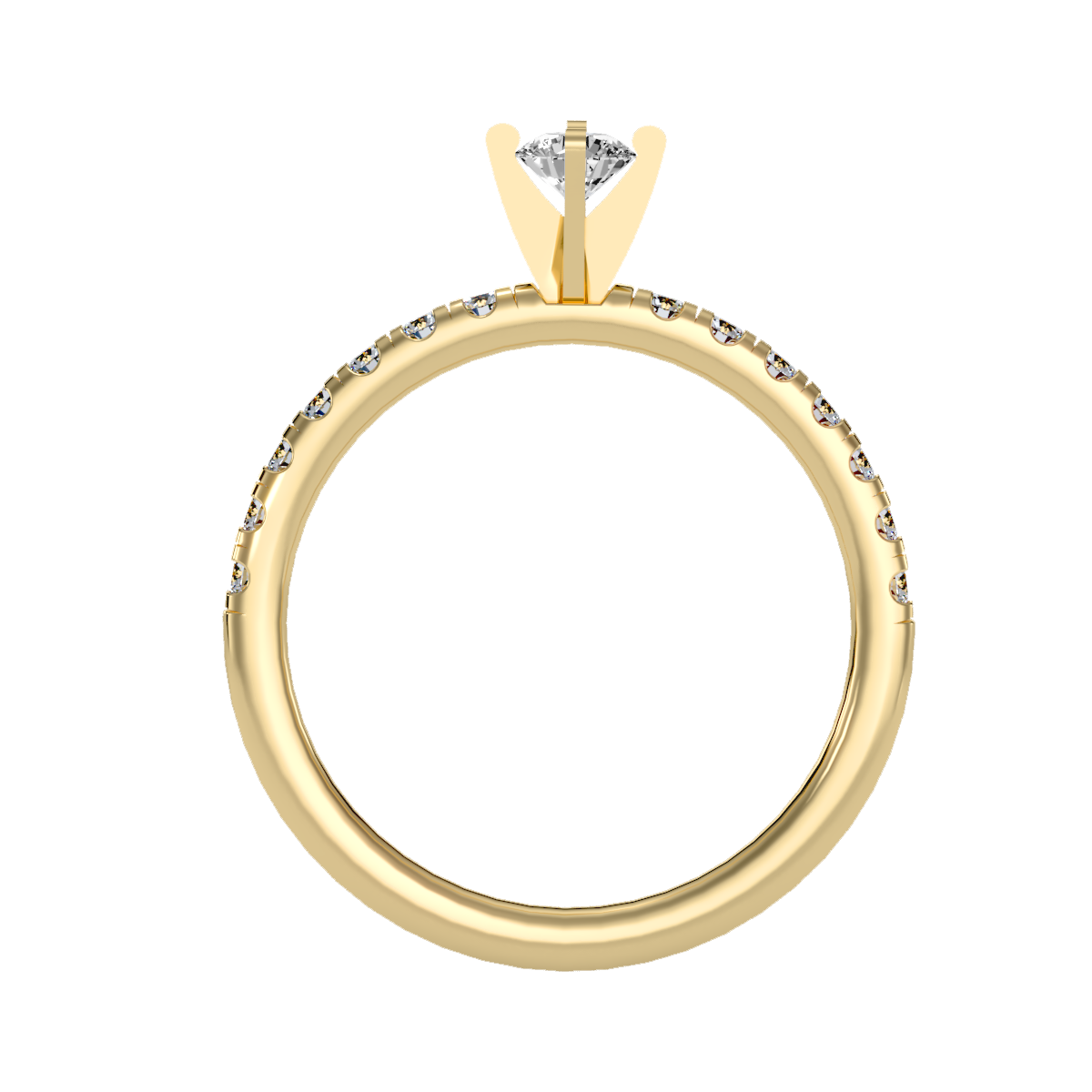 Rose Gold Diamond Solitaire Engagement Ring With Pave Band - Ten