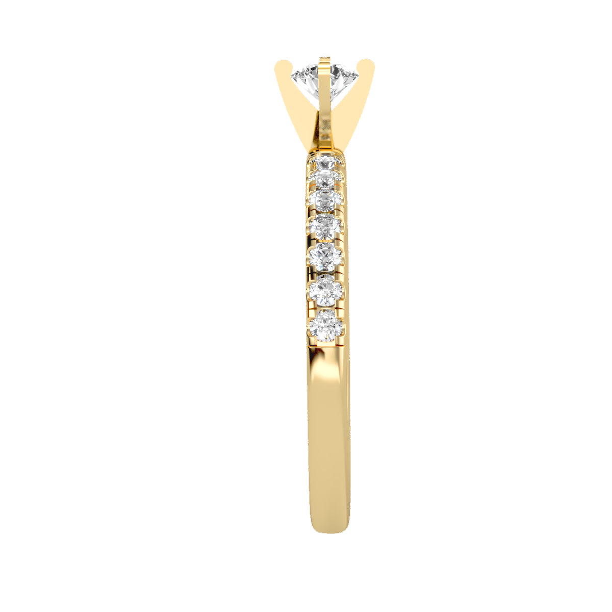 Rose Gold Diamond Solitaire Engagement Ring With Pave Band - Twelve