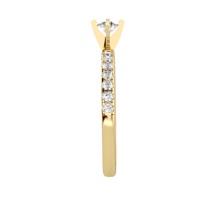 Rose Gold Diamond Solitaire Engagement Ring With Pave Band - Twelve