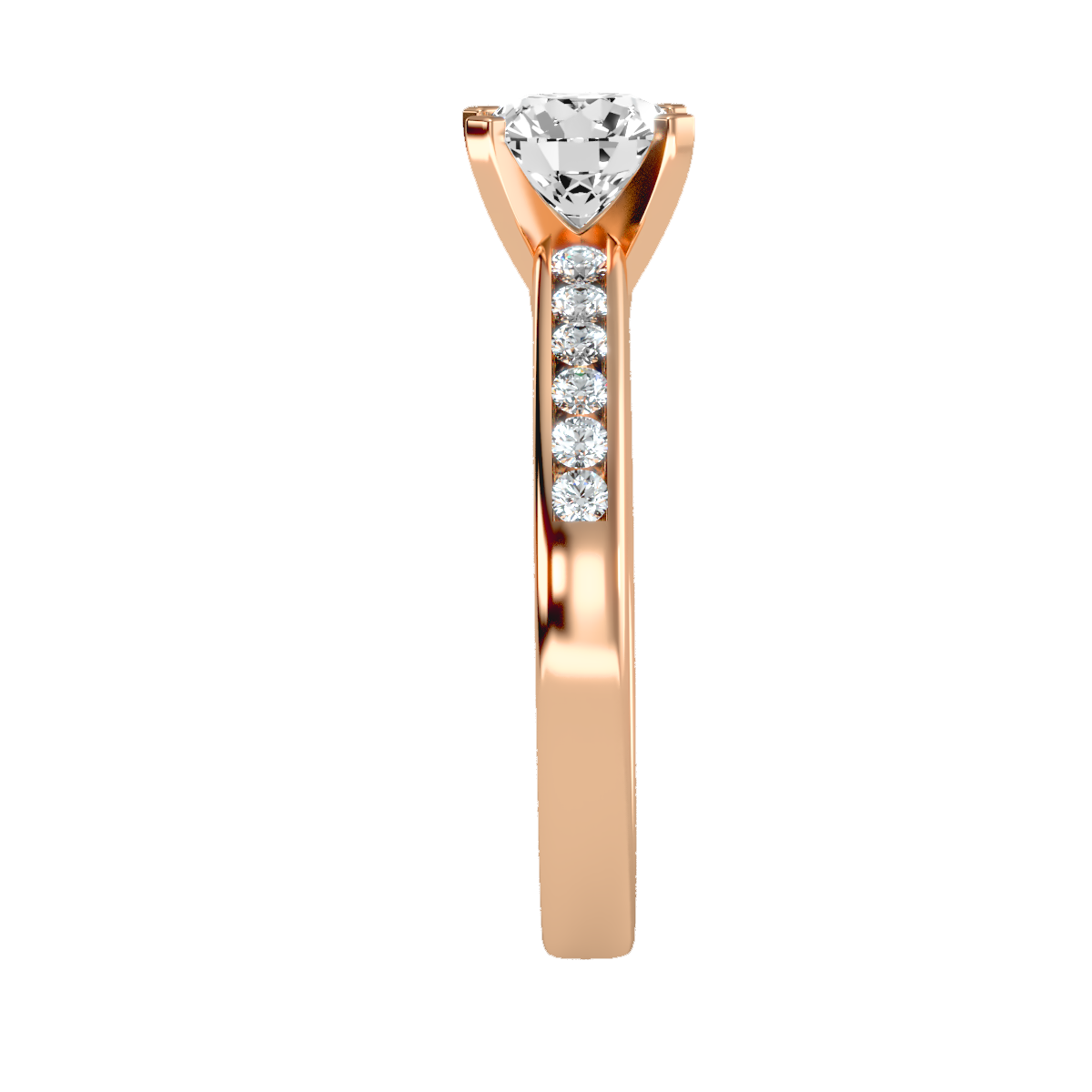 Rose Gold Solitaire Diamond Engagement Ring With Round Cut Stone - Four