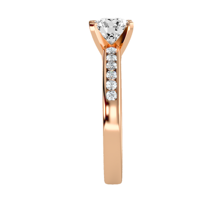 Rose Gold Solitaire Diamond Engagement Ring With Round Cut Stone - Four