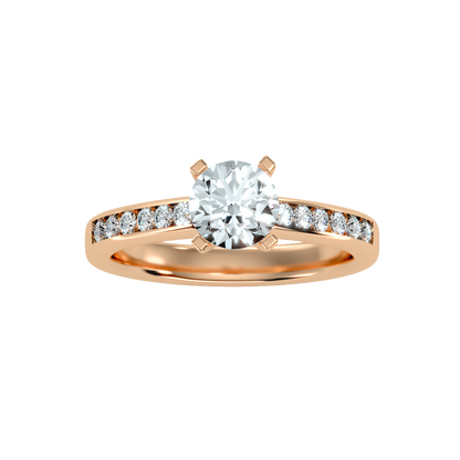 Rose Gold Solitaire Diamond Engagement Ring With Round Cut Stone - Five