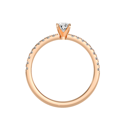 Rose Gold Diamond Solitaire Engagement Ring With Pav Band - One