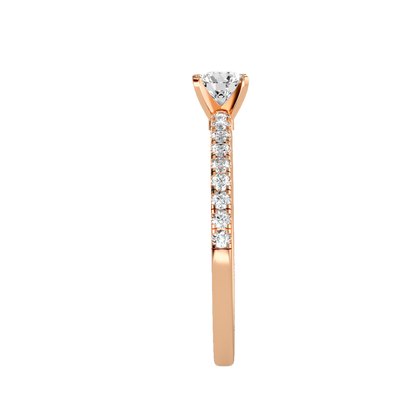 Rose Gold Diamond Solitaire Engagement Ring With Pav Band - Four