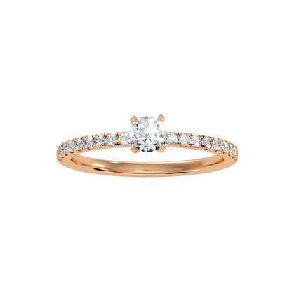 Rose Gold Diamond Solitaire Engagement Ring With Pav Band - Five