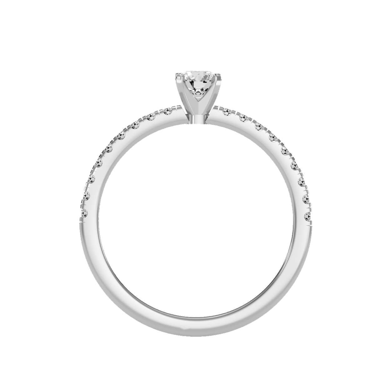 Rose Gold Diamond Solitaire Engagement Ring With Pav Band - Six