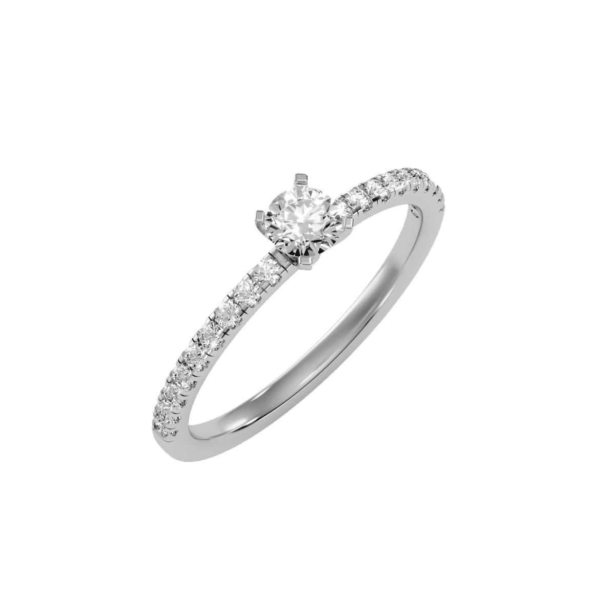Rose Gold Diamond Solitaire Engagement Ring With Pav Band - Seven
