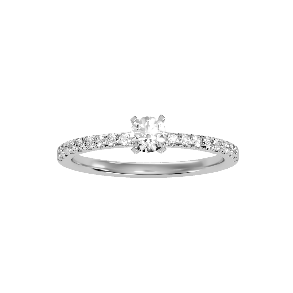 Rose Gold Diamond Solitaire Engagement Ring With Pav Band - Nine