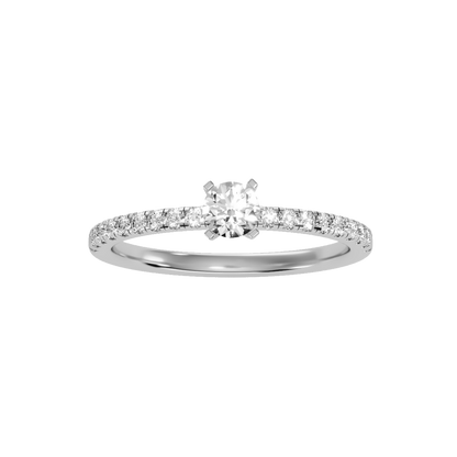 Rose Gold Diamond Solitaire Engagement Ring With Pav Band - Nine