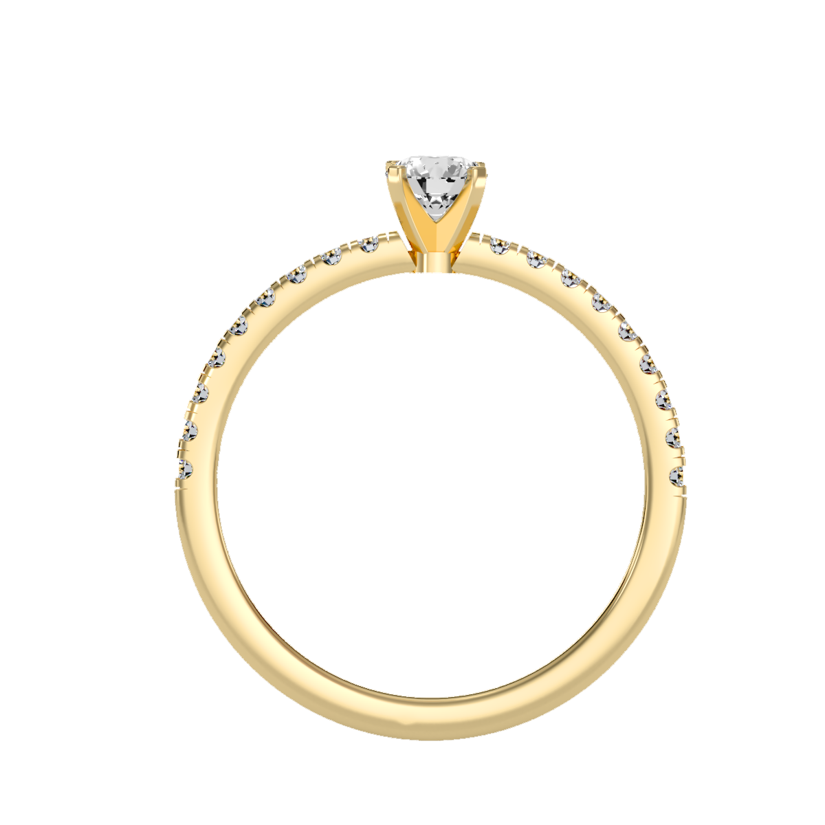 Rose Gold Diamond Solitaire Engagement Ring With Pav Band - Ten