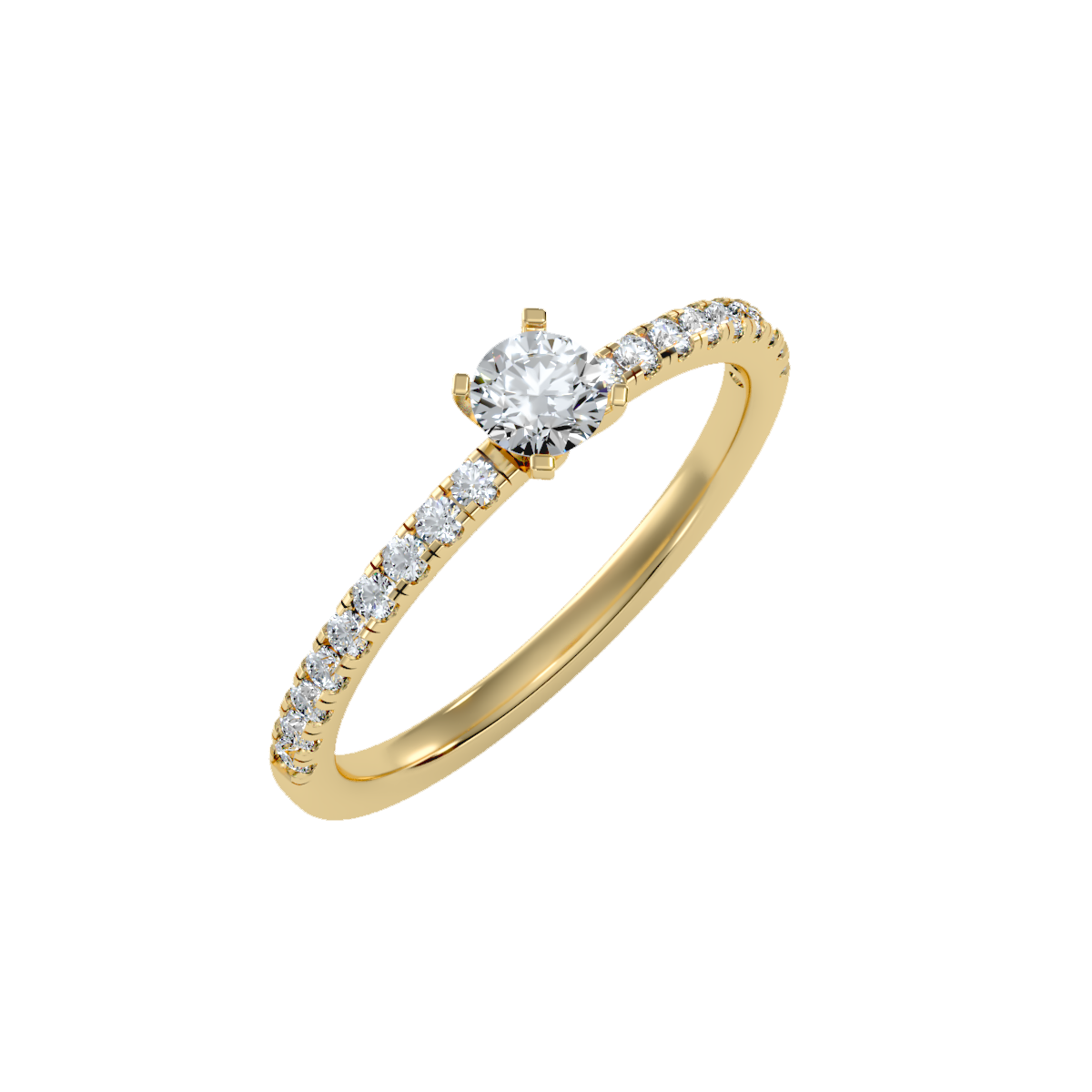 Rose Gold Diamond Solitaire Engagement Ring With Pav Band - Eleven