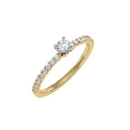 Rose Gold Diamond Solitaire Engagement Ring With Pav Band - Eleven